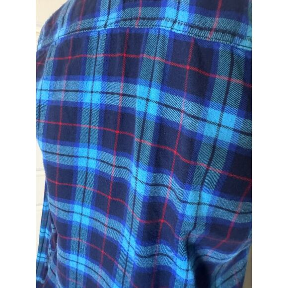 HOLLISTER Size XS Long Sleeve Button Collar Blue Red Plaid Striped Y2K - Picture 5 of 6